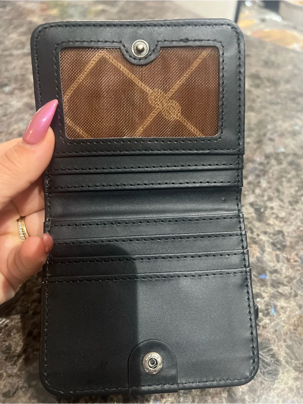 Wrangler Black Wallet with Brown Leather Logo Patch